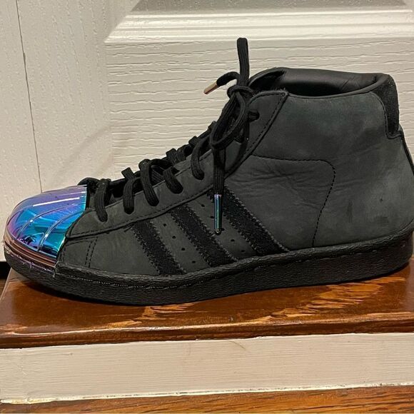 Adidas Pro Model Suede Superstar Metal Toe Midtop Sneakers Shoes Black Size 6.5 - Picture 3 of 11